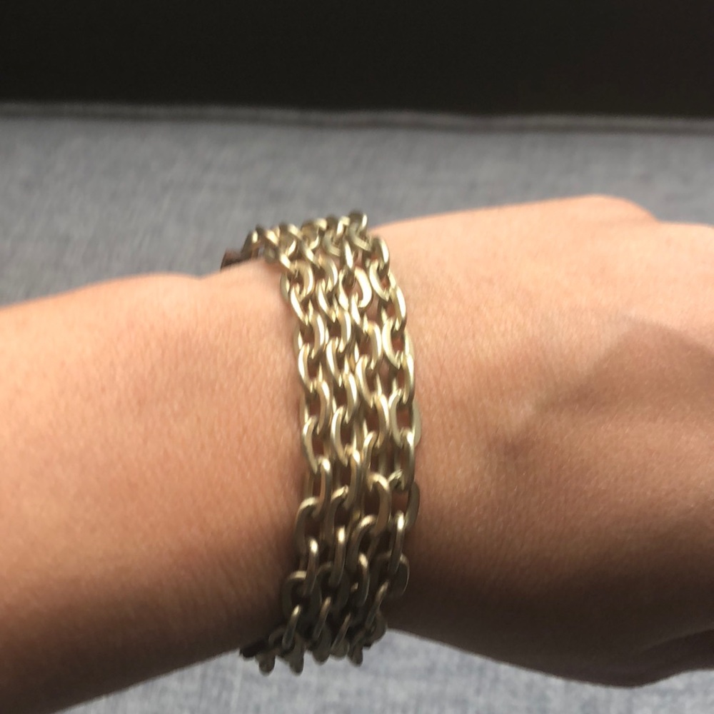 Gold and leather bracelet